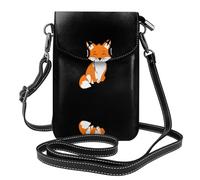 YYHWHJDE Piccola borsa a tracolla in pelle per cellulare, 19,3 x 12,4 cm, motivo volpe rossa che ascolta la musica per passeggiate, campeggio, shopping, viaggi e uso all'aperto