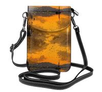 YYHWHJDE Piccola borsa a tracolla in pelle per cellulare, 19,3 x 12,4 cm, oro rotto sul lago, per passeggiate, campeggio, shopping, viaggi e uso all'aperto
