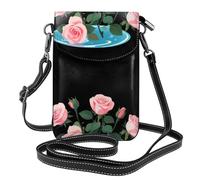 YYHWHJDE Piccola borsa a tracolla in pelle per cellulare, 19,3 x 12,4 cm, rose che sbocciano nell'acqua, per passeggiate, campeggio, shopping, viaggi e uso all'aperto