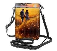 YYHWHJDE Piccola borsa a tracolla in pelle per cellulare, 19,6 x 12,4 cm, motivo Love In The Wheat Field per passeggiate, campeggio, shopping, viaggi e uso all'aperto