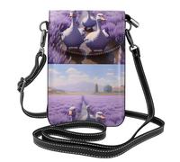 YYHWHJDE Piccola borsa a tracolla in pelle per telefono cellulare, 19,6 x 12,4 cm, anatroccoli nel modello di campo di lavanda per passeggiate, campeggio, shopping, viaggi e uso all'aperto