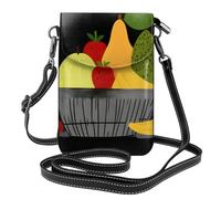 YYHWHJDE Piccola borsa per cellulare 19,3 x 12,4 cm, cestino di frutta con immagine in pelle a tracolla per donne, perfetta per passeggiate, campeggio, nero