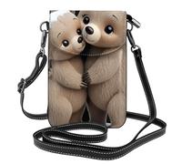 YYHWHJDE Piccola borsa per cellulare 19,3 x 12,4 cm, con immagine di mamma orsa abbraccia l'orsetto in pelle con patta a tracolla custodia per telefono per donne, perfetta per passeggiate, campeggio