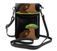 YYHWHJDE Piccola borsa per cellulare 19,3 x 12,4 cm con immagine di mamma orsa addormentata in pelle a tracolla custodia per telefono da donna, perfetta per passeggiate, campeggio, nero