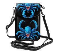 YYHWHJDE Piccola borsa per cellulare 19,3 x 12,4 cm, con scorpione con bocca insanguinata, in pelle, con patta a tracolla, custodia per telefono da donna, perfetta per passeggiate, campeggio