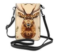 YYHWHJDE Piccola borsa per cellulare 19,3 x 12,4 cm, in pelle con motivo alce di toro, custodia a tracolla per donne, perfetta per passeggiate, campeggio, colore nero