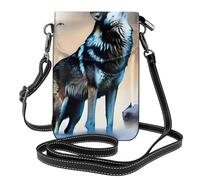 YYHWHJDE Piccola borsa per cellulare 19,3 x 12,4 cm, lupi ruggenti in Th modello in pelle a tracolla custodia per telefono da donna, perfetta per passeggiate, campeggio, nero