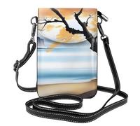 YYHWHJDE Piccola borsa per cellulare 19,3 x 12,4 cm, motivo albero al bordo dell'acqua, in pelle, a tracolla, custodia per telefono da donna, perfetta per passeggiate, campeggio, colore nero