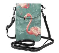 YYHWHJDE Piccola borsa per cellulare 19,3 x 12,4 cm, motivo fenicotteri da spiaggia, in pelle, a tracolla, custodia per telefono da donna, perfetta per passeggiate, campeggio, colore nero