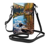 YYHWHJDE Piccola borsa per cellulare 19,3 x 12,4 cm, motivo laghi della foresta del New Hampshire, in pelle, con patta a tracolla, custodia per telefono da donna, perfetta per passeggiate, campeggio