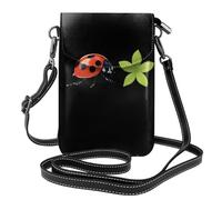 YYHWHJDE Piccola borsa per cellulare 19,3 x 12,4 cm, motivo stella erba e coccinella sette stelle, in pelle, con patta a tracolla, perfetta per passeggiate, campeggio