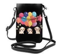 YYHWHJDE Piccola borsa per cellulare 19,3 x 12,4 cm, motivo tre cuccioli spensierati, in pelle, a tracolla, custodia per telefono da donna, perfetta per passeggiate, campeggio