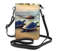 YYHWHJDE Piccola borsa per cellulare 19,3 x 12,4 cm, tartarughe sulla spiaggia, in pelle, con patta a tracolla, custodia per telefono per donne, perfetta per passeggiate, campeggio