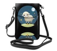 YYHWHJDE Piccola borsa per cellulare 19,6 x 12,4 cm, motivo agnello e luna, in pelle, a tracolla, custodia per telefono da donna, perfetta per passeggiate, campeggio, colore nero