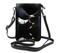 YYHWHJDE Piccola borsa per cellulare 19,6 x 12,4 cm, motivo L'ombra dell'aquila, in pelle, a tracolla, custodia per telefono da donna, perfetta per passeggiate, campeggio, nero