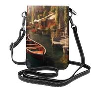 YYHWHJDE Piccola borsa per telefono cellulare 19,3 x 12,4 cm, bella Italia modello in pelle a tracolla custodia per telefono per donne, perfetta per passeggiate, campeggio, nero