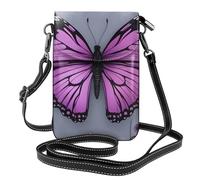 YYHWHJDE Piccola borsa per telefono cellulare 19,3 x 12,4 cm, bella viola farfalla motivo floreale in pelle a tracolla custodia per telefono per donne, perfetta per passeggiate, campeggio