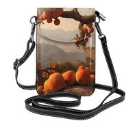 YYHWHJDE Piccola borsa per telefono cellulare 19,3 x 12,4 cm con albero da frutto sul picco immagine in pelle a tracolla custodia per telefono da donna, perfetta per passeggiate, campeggio, nero