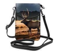 YYHWHJDE Piccola borsa per telefono cellulare 19,3 x 12,4 cm con alce nel prato modello in pelle a tracolla custodia per telefono per donne, perfetta per passeggiate, campeggio