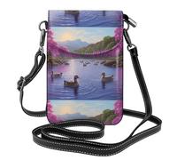 YYHWHJDE Piccola borsa per telefono cellulare 19,3 x 12,4 cm, con immagine di anatre sul lago, in pelle, a tracolla, custodia per telefono da donna, perfetta per passeggiate, campeggio