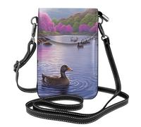 YYHWHJDE Piccola borsa per telefono cellulare 19,3 x 12,4 cm, con immagine di anatre sul lago, in pelle, a tracolla, custodia per telefono da donna, perfetta per passeggiate, campeggio