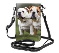 YYHWHJDE Piccola borsa per telefono cellulare 19,3 x 12,4 cm con immagine di bulldog inglesi in pelle a tracolla custodia per telefono da donna, perfetta per passeggiate, campeggio