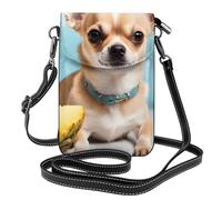 YYHWHJDE Piccola borsa per telefono cellulare 19,3 x 12,4 cm, con immagine di cane chihuahua ananas in pelle a tracolla per donne, perfetta per passeggiate, campeggio