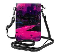 YYHWHJDE Piccola borsa per telefono cellulare 19,3 x 12,4 cm con immagine di foresta di vite fluorescente in pelle a tracolla con patta custodia per telefono per donne, perfetta per passeggiate