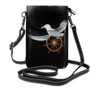 YYHWHJDE Piccola borsa per telefono cellulare 19,3 x 12,4 cm, con immagine di gabbiano al timone, in pelle, custodia per telefono da donna, perfetta per passeggiate, campeggio