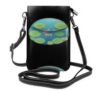 YYHWHJDE Piccola borsa per telefono cellulare 19,3 x 12,4 cm, con piccoli pesci che nuotano sotto il motivo di loto, in pelle, a tracolla, custodia per telefono da donna, perfetta per passeggiate