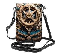 YYHWHJDE Piccola borsa per telefono cellulare 19,3 x 12,4 cm Cool Steampunk Gears modello in pelle Crossbody Flap custodia per telefono per le donne, perfetta per passeggiate, campeggio