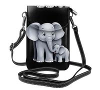 YYHWHJDE Piccola borsa per telefono cellulare 19,3 x 12,4 cm elefante madre e figlio immagine in pelle a tracolla custodia per telefono per donne, perfetta per passeggiate, campeggio