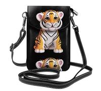 YYHWHJDE Piccola borsa per telefono cellulare 19,3 x 12,4 cm intelligente e carina con motivo tigre in pelle a tracolla custodia per telefono per donne, perfetta per passeggiate, campeggio