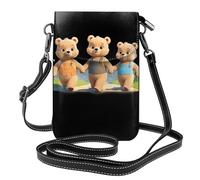 YYHWHJDE Piccola borsa per telefono cellulare 19,3 x 12,4 cm L'amicizia dei tre piccoli orsi modello in pelle a tracolla custodia per telefono da donna, perfetta per passeggiate, campeggio, nero