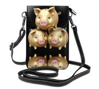 YYHWHJDE Piccola borsa per telefono cellulare 19,3 x 12,4 cm, motivo I tre porcellini in pelle a tracolla con patta custodia per telefono per donne, perfetta per passeggiate, campeggio, nero