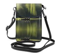 YYHWHJDE Piccola borsa per telefono cellulare 19,3 x 12,4 cm, motivo pesca lago pescatore, in pelle, a tracolla, custodia per telefono da donna, perfetta per passeggiate, campeggio, nero