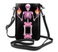 YYHWHJDE Piccola borsa per telefono cellulare 19,3 x 12,4 cm, motivo scheletro che controlla il desiderio, in pelle a tracolla, custodia per telefono da donna, perfetta per passeggiate, campeggio