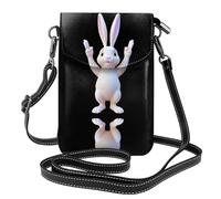 YYHWHJDE Piccola borsa per telefono cellulare 19,3 x 12,4 cm, motivo The Rabbit Referee Who Cheers, custodia per telefono a tracolla in pelle per donne, perfetta per passeggiate, campeggio, nero