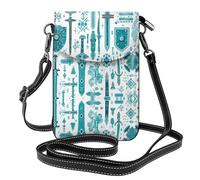 YYHWHJDE Piccola borsa per telefono cellulare 19,3 x 12,4 cm, motivo timone di terrore, in pelle, custodia per telefono a tracolla per donne, perfetta per passeggiate, campeggio, nero