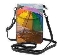 YYHWHJDE Piccola borsa per telefono cellulare 19,3 x 12,4 cm ombrello By The Sea in pelle a tracolla con patta custodia per telefono per donne, perfetta per passeggiate, campeggio