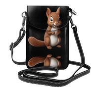 YYHWHJDE Piccola borsa per telefono cellulare 19,3 x 12,4 cm The Gentle Little Squirrel in pelle con patta a tracolla custodia per telefono per donne, perfetta per passeggiate, campeggio