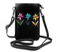YYHWHJDE Piccola borsa per telefono cellulare 19,3 x 12,4 cm, tre fiori colorati in fiore modello in pelle a tracolla custodia per telefono per donne, perfetta per passeggiate, campeggio