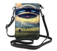 YYHWHJDE Piccola borsa per telefono cellulare 19,3 x 12,4 cm Ufo Landing modello in pelle a tracolla con patta custodia per telefono per donne, perfetta per passeggiate, campeggio