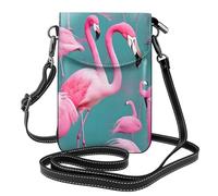 YYHWHJDE Piccola borsa per telefono cellulare 19,3 x 12,4 cm uno stormo di fenicotteri in pelle con patta a tracolla custodia per telefono per donne, perfetta per passeggiate, campeggio