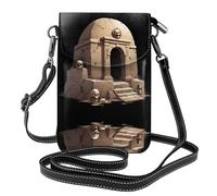 YYHWHJDE Piccola borsa per telefono cellulare 19,6 x 12,4 cm, motivo La tomba dell'orrore, in pelle, a tracolla, custodia per telefono da donna, perfetta per passeggiate, campeggio, colore nero