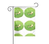YYHWHJDE Piccola tartaruga appollaiata su una foglia di loto Immagine Asta per bandiera da giardino decorazione cortile esterno su entrambi i lati 30,5 x 45,7 cm