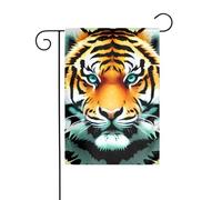 YYHWHJDE Piccola testa di tigre grassa modello asta da giardino decorazione cortile esterno double face 30,5 x 45,7 cm
