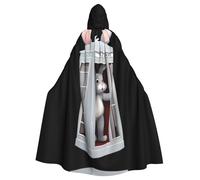 YYHWHJDE Piccolo coniglio grigio nella cabina telefonica Immagine Halloween Adulto Mantello con Cappuccio Grande Mantello con Cappuccio con Papillon, Senza Cerniera