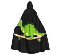 YYHWHJDE Piccolo dinosauro verde su skateboard Stampe Halloween adulto mantello con cappuccio per feste e costumi