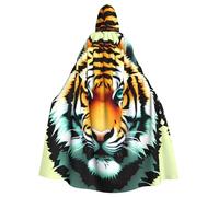 YYHWHJDE Piccolo grasso testa di tigre stampa Halloween adulto mantello con cappuccio per feste ed eventi in costume